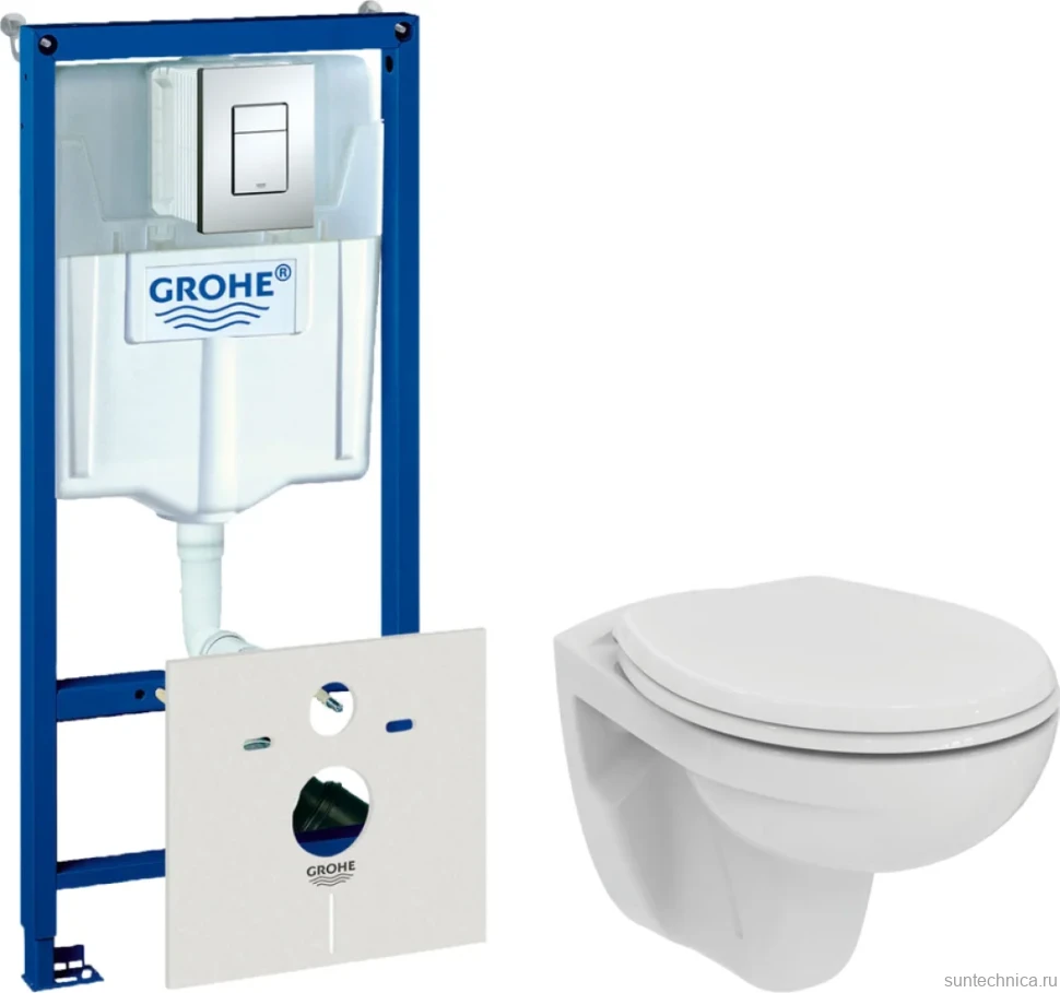 Комплект  Унитаз подвесной Ideal Standard Eurovit K881201 безободковый + Система инсталляции для унитазов Grohe Rapid SL 38772001, 3 в 1 с кнопкой смы