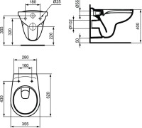 Комплект  Унитаз подвесной Ideal Standard Eurovit K881201 безободковый + Система инсталляции для унитазов Grohe Rapid SL 38772001, 3 в 1 с кнопкой смы
