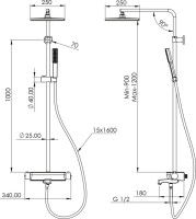 Душевая стойка Teska Mira DK3680 черный матовый