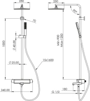 Душевая стойка Teska Mira DK3680 черный матовый Душевая стойка Teska Mira DK3680 черный матовый