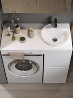 Тумба с раковиной Alavann Cosmetic 95 L/R под стиральную машину, напольная, глянцевая белая