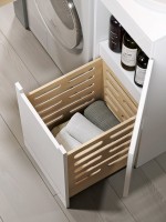 Тумба с раковиной Alavann Cosmetic 95 L/R под стиральную машину, напольная, глянцевая белая