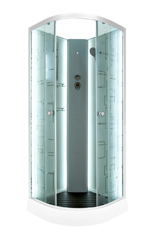 Душевая кабина DTO D EM1580NLED профиль хром, стекло матовое с узором