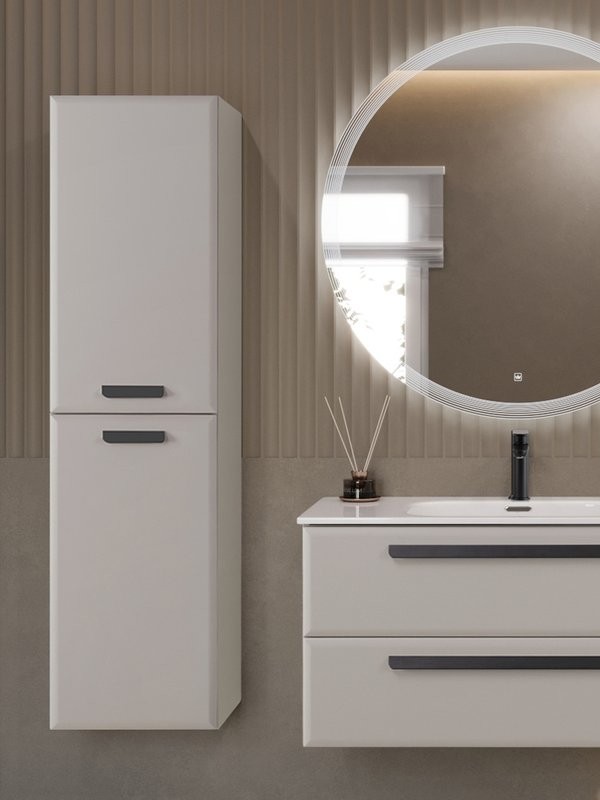 Шкаф-пенал для ванной Cezares Eco-Cer-N 40 универсальный серо-бежевый матовый, ручки матовые черные