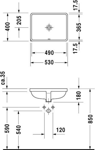 Раковина Duravit Starck 3 0305490000 встраиваемая