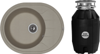Комплект Мойка Florentina Родос 620 серый шелк + Измельчитель Bone Crusher BC 810-AS
