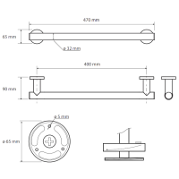 Поручень Bemeta Dark 104307770 латунь, матовый черный, настенный