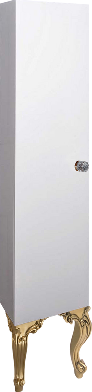 Шкаф-пенал для ванной Armadi Art NeoArt белый с ручкой Crystal золото, с ножками