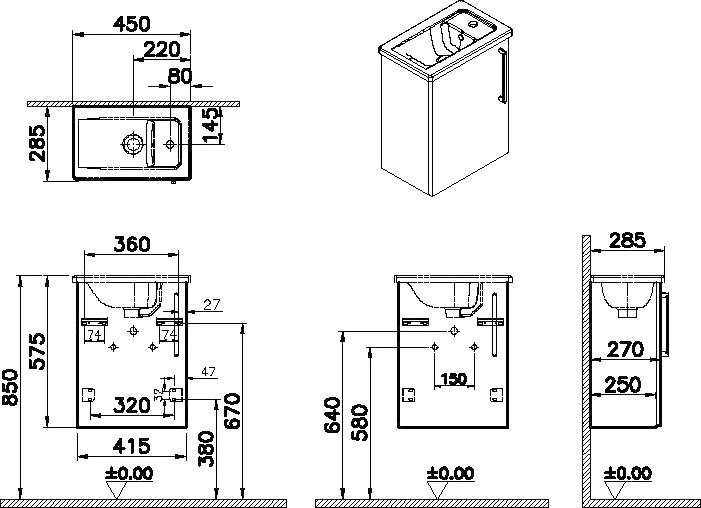 Мебель для ванной комнаты VitrA Root Flat 45 L белый глянец