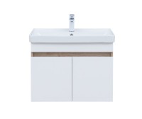 Тумба под раковину без столешницы Aquanet Оптима 70 подвесная, дуб светлый, белый сатин