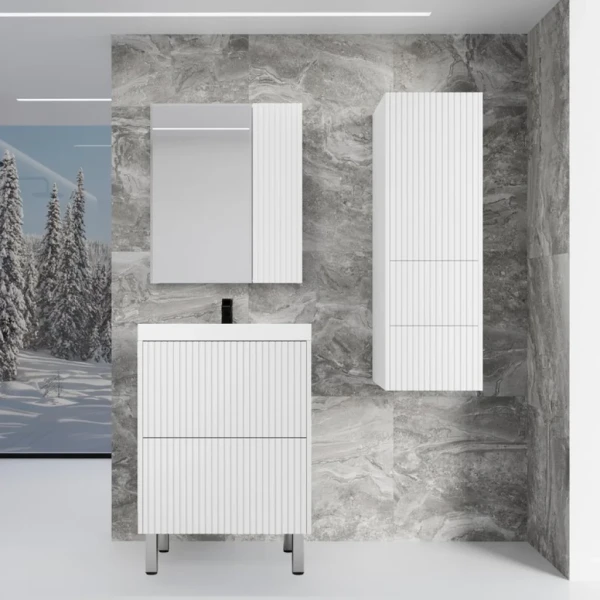 Мебель для ванной комнаты Style Line Стокгольм 60 напольная, белый рифленый софт