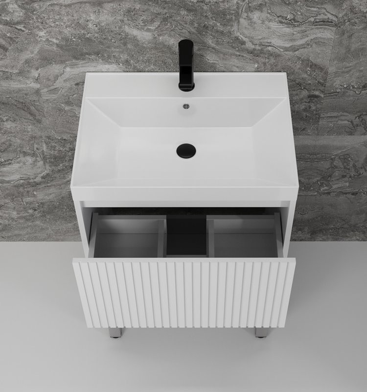 Мебель для ванной комнаты Style Line Стокгольм 60 напольная, белый рифленый софт