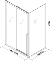 Душевой уголок Veconi Premium Trento PTC-SP-30CH 150x90, профиль хром, стекло прозрачное