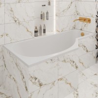 Ванна из искусственного камня Belux Вена 160x75 см, левая, встраиваемая, белая, асимметричная, на ножках