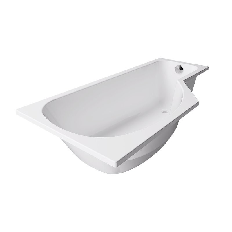 Ванна из искусственного камня Belux Вена 160x75 см, левая, встраиваемая, белая, асимметричная, на ножках