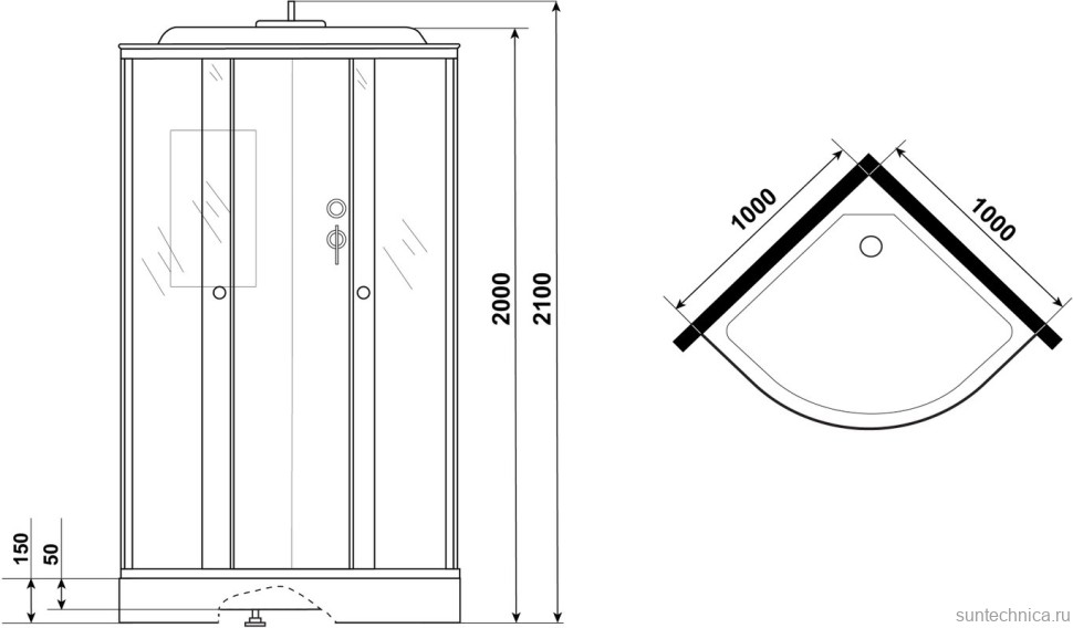 Душевая кабина Niagara Luxe 7702M 100х100, серебро