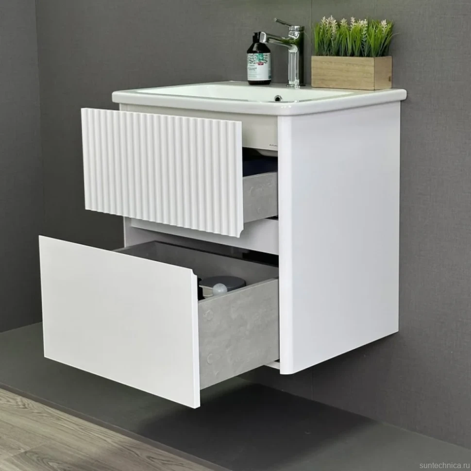 Тумба с раковиной Alavann Wave 60 подвесная, белая