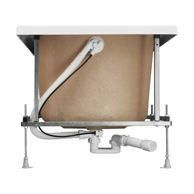 Акриловая ванна Roca Gava 160x70 см, пристенная, белая, с каркасом, со сливом-переливом