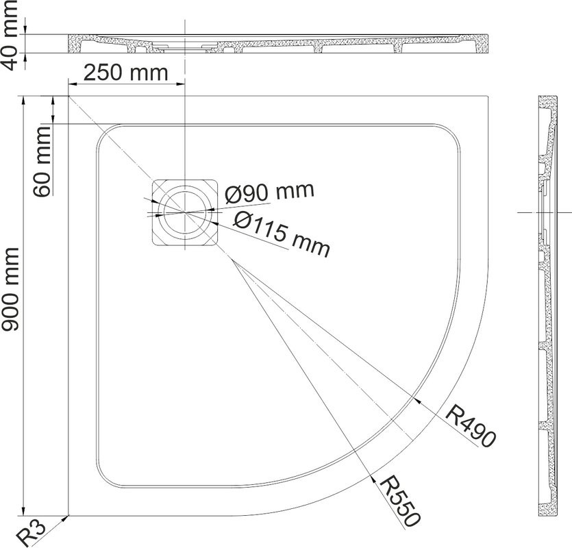 Поддон для душа Wasserkraft Rhin 44T01 90x90