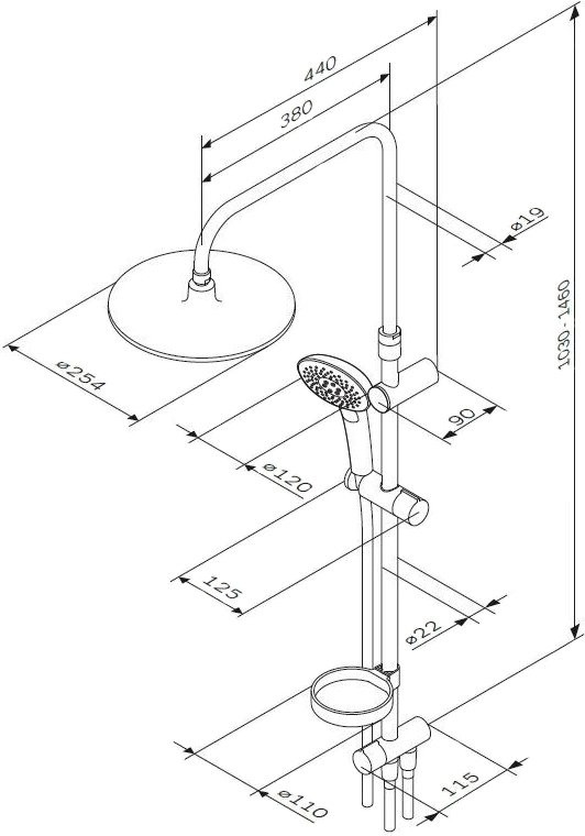 Душевой комплект Смеситель AM.PM Spirit V2.1 F71A10000 + Стойка Spirit V2.0 F0770A100