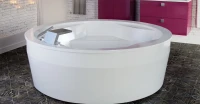 Ванна из искусственного камня Астра-Форм Аврора Аврора 185x185 см, отдельностоящая, белая, круглая, на ножках, с сиденьем