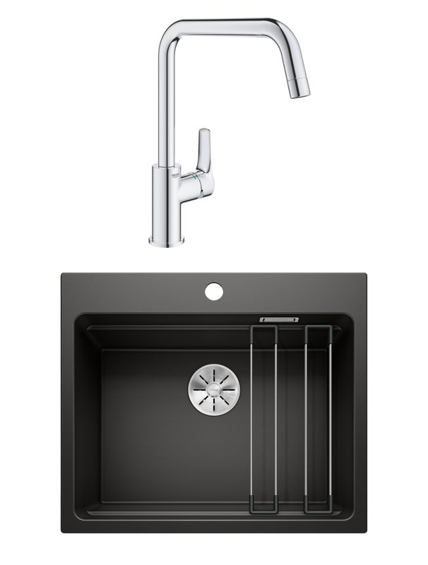 Комплект Мойка Blanco Etagon 6 черная + Смеситель Grohe Eurosmart
