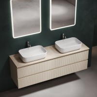 Тумба с раковиной Sancos Snob R 160 beige soft, столешница бежевая TT160A2X, раковина CN5043
