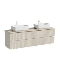 Тумба с раковиной Sancos Snob R 160 beige soft, столешница бежевая TT160A2X, раковина CN5043