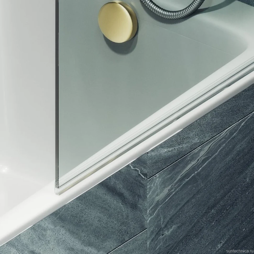 Шторка на ванну Maybahglass MGV-776-3 60x140, профиль золото, стекло прозрачное