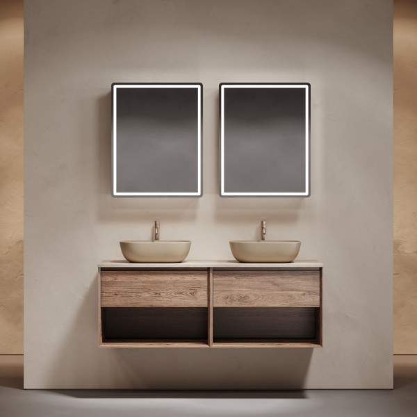 Мебель для ванной комнаты Sancos Marmi 1.0 140 дуб чарльстон, столешница бежевая TT140A2X, раковина CN6009MC