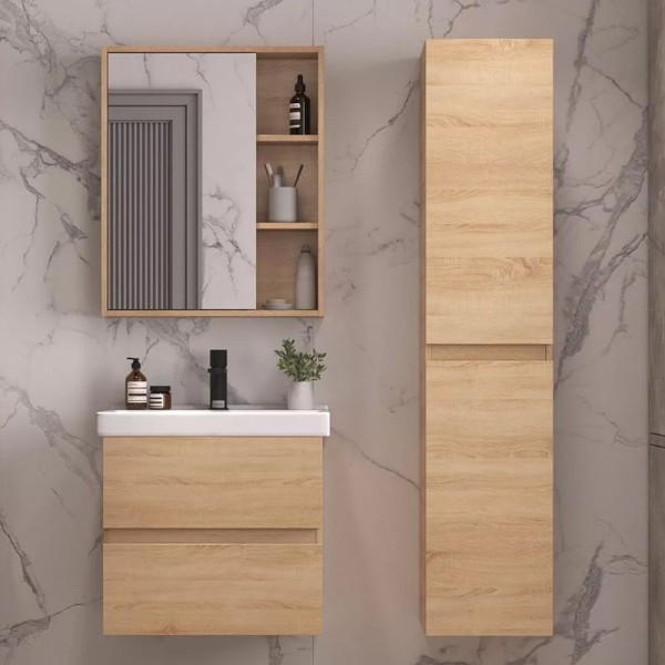 Мебель для ванной комнаты SanStar Тоскана 60 дуб сонома светлый, раковина Sanita luxe Fest 60