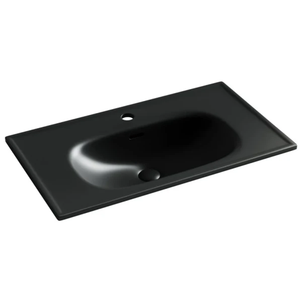 Мебельная раковина Ceramicanova Sabo CN13002MB 80 накладная, матовая черная, прямоугольная, фарфор
