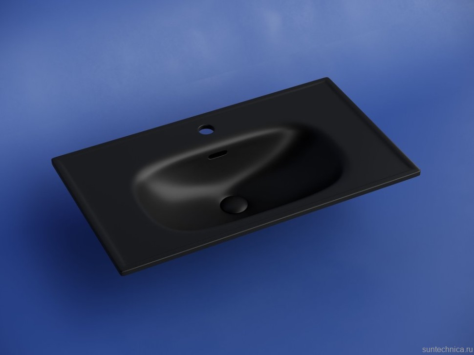 Мебельная раковина Ceramicanova Sabo CN13002MB 80 накладная, матовая черная, прямоугольная, фарфор