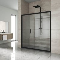 Душевая дверь в нишу Kubele DE019 D3-CLN-BLMT 160 см, профиль матовый черный