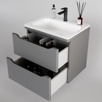 Тумба с раковиной Style Line Марелла 60 подвесная, серая