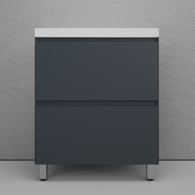 Тумба напольная "Манхэттен 70" ЭМАЛЬ, под раковину ASTI, 2 ящика, PLUS, графит
