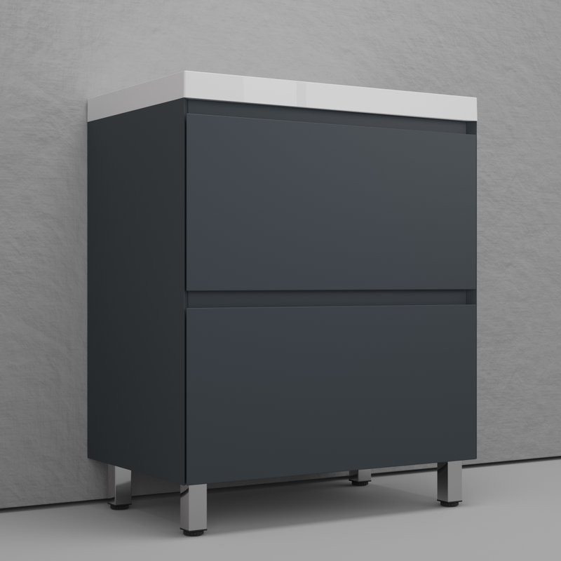 Тумба напольная "Манхэттен 70" ЭМАЛЬ, под раковину ASTI, 2 ящика, PLUS, графит