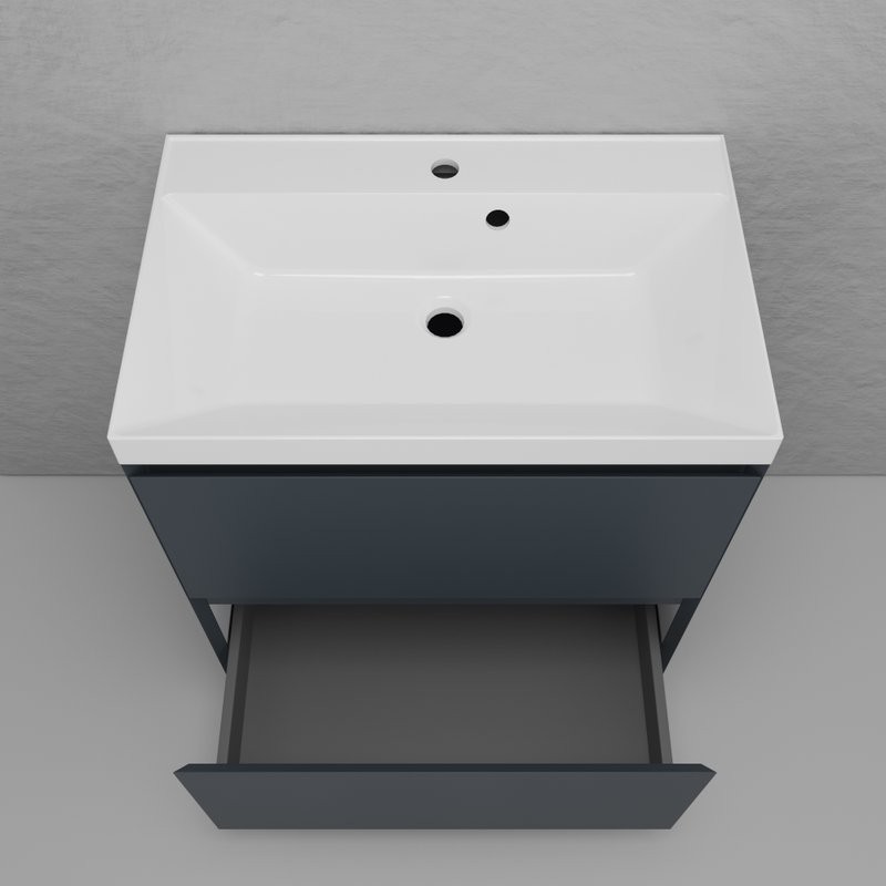 Тумба напольная "Манхэттен 70" ЭМАЛЬ, под раковину ASTI, 2 ящика, PLUS, графит