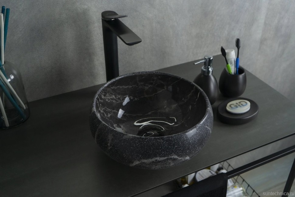 Накладная раковина GID Esfera Mnc480 32 под глянцевый камень, круглая, фаянс