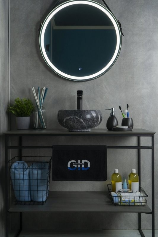 Накладная раковина GID Esfera Mnc480 32 под глянцевый камень, круглая, фаянс