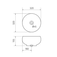 Накладная раковина GID Esfera Mnc480 32 под глянцевый камень, круглая, фаянс