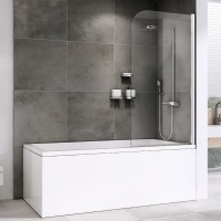 Шторка на ванну Abber Ewiges Wasser AG52100 100x140, профиль хром, стекло прозрачное