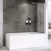 Шторка на ванну Abber Ewiges Wasser AG52100 100x140, профиль хром, стекло прозрачное