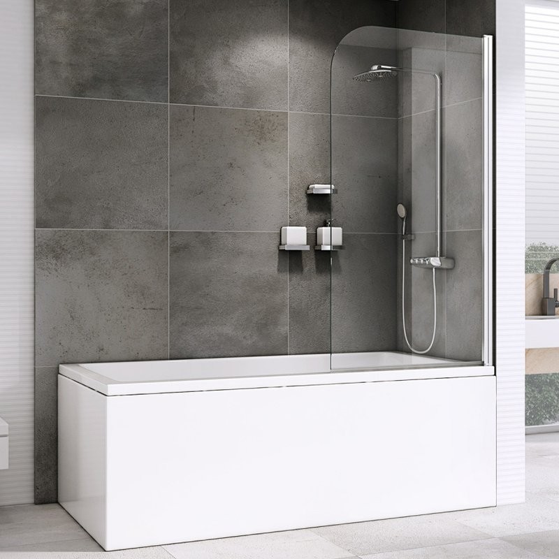 Шторка на ванну Abber Ewiges Wasser AG52100 100x140, профиль хром, стекло прозрачное