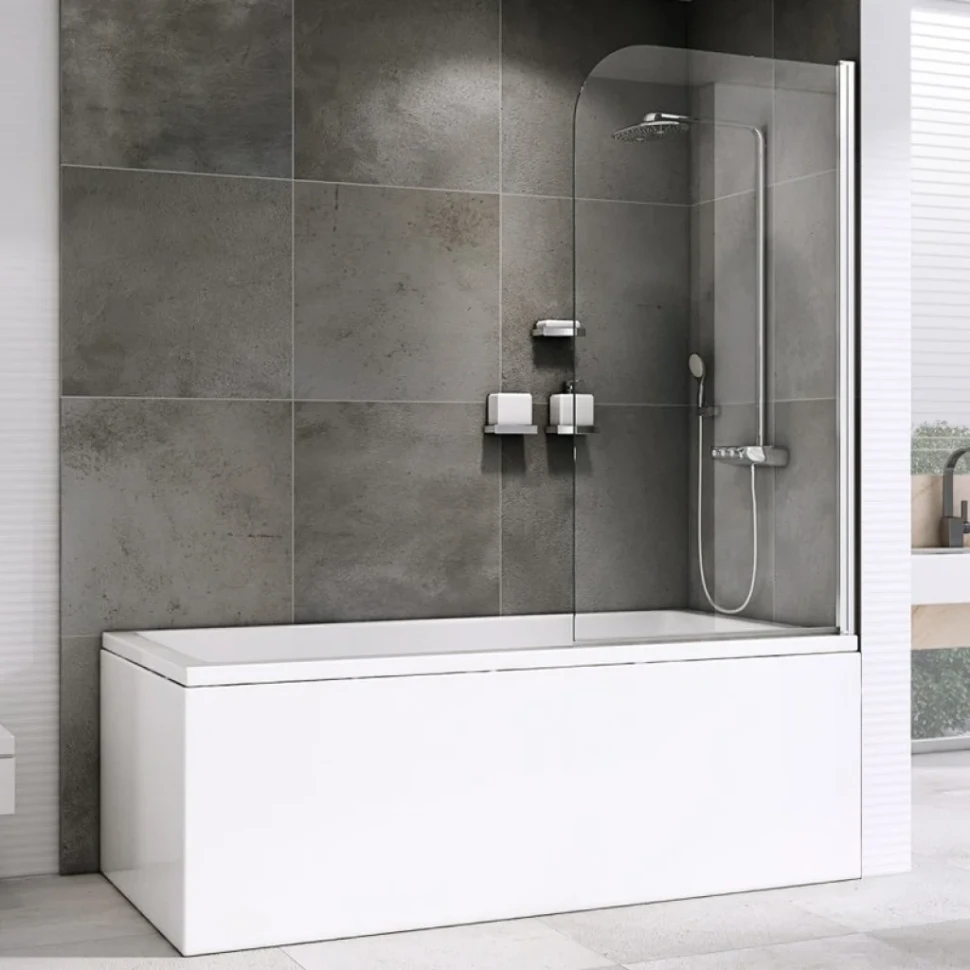 Шторка на ванну Abber Ewiges Wasser AG52100 100x140, профиль хром, стекло прозрачное