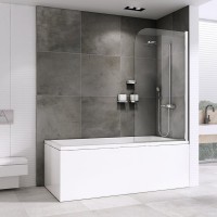 Шторка на ванну Abber Ewiges Wasser AG52100 100x140, профиль хром, стекло прозрачное