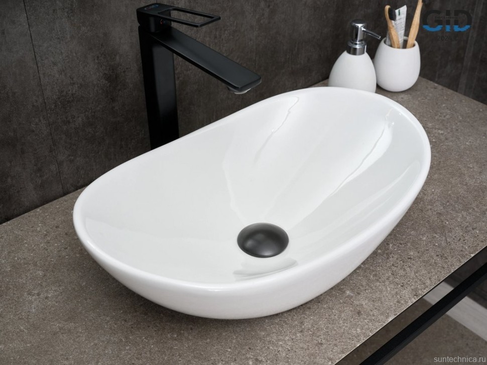 Накладная раковина GID Lago N9133 48 глянцевая белая, овальная, фаянс