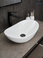 Накладная раковина GID Lago N9133 48 глянцевая белая, овальная, фаянс