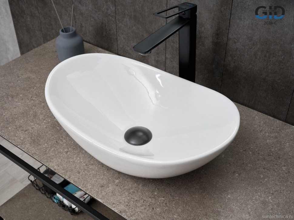 Накладная раковина GID Lago N9133 48 глянцевая белая, овальная, фаянс