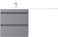 Тумба с раковиной Style Line Даллас Леон 120 L Люкс Plus подвесная, серая матовая, для стиральной машины